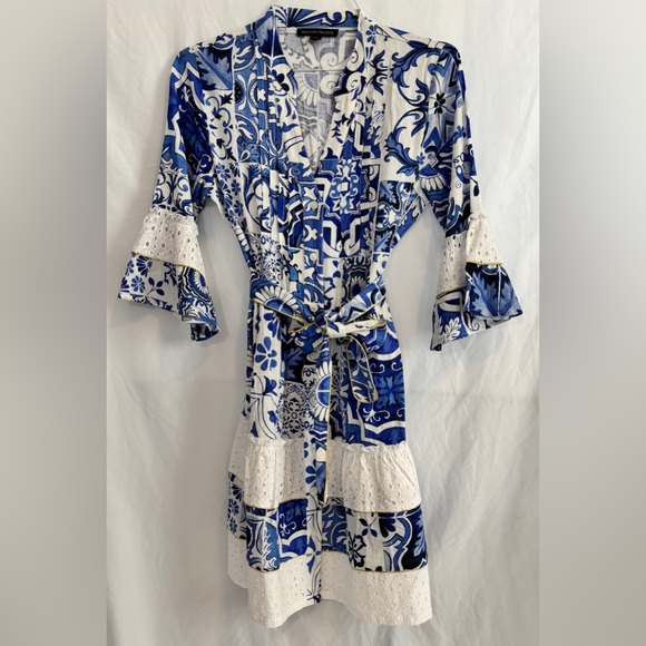 Boston Proper Dresses & Skirts - Boston Proper Positano Tiles Print Tiered A-Line Dress Size 4